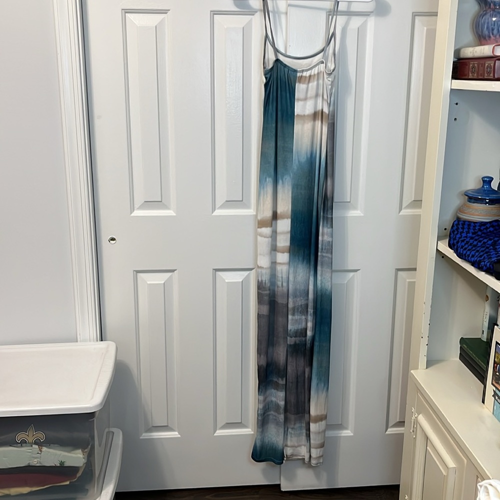 NWT PrettyLittleThing Teal Ombré Print Stretch Bodycon Maxi‎ Dress Size 2 - Picture 5 of 7
